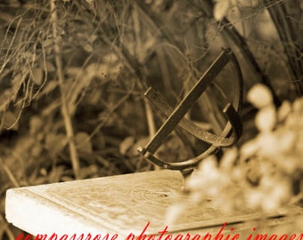 Time Travel - Fine Art Landscape Photography - Vintage Garden Sundial - Colorado - Sepia - 8 1/2" x 11' Print