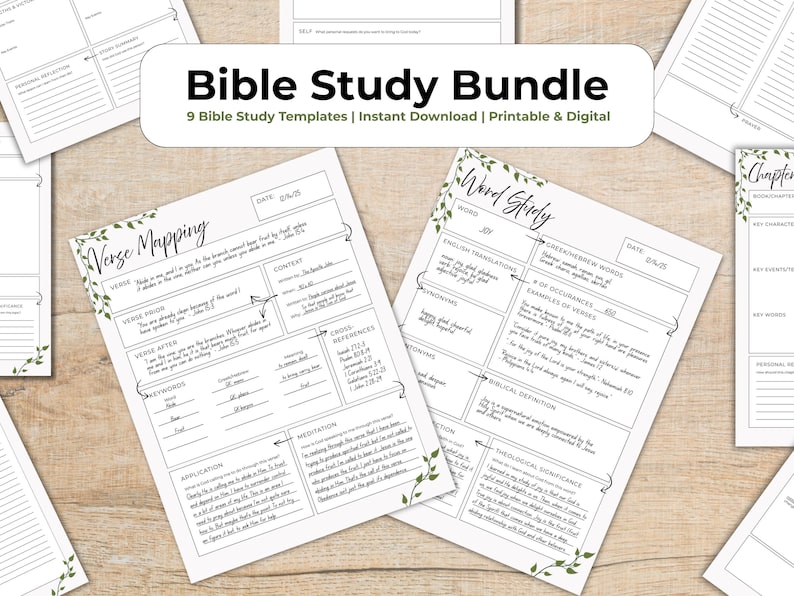 Bible Study Template Bundle | 9 Printable and Digital Sheets | SOAP ...