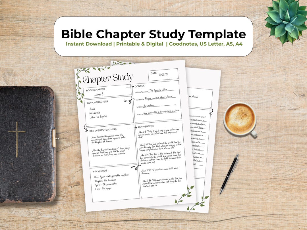 Bible Chapter Study Template | Printable & Digital Guide (PDF Download ...