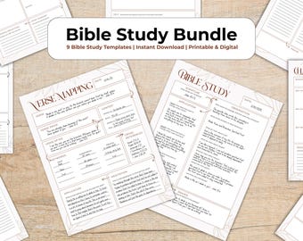 Bible Study Template Bundle | 9 Printable and Digital Sheets | SOAP, Verse Mapping, Character, Chapter, Topical, and Word Study