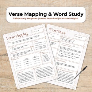 Verse Mapping and Word Study | Printable and Digital Bible Study Templates (PDF Download)