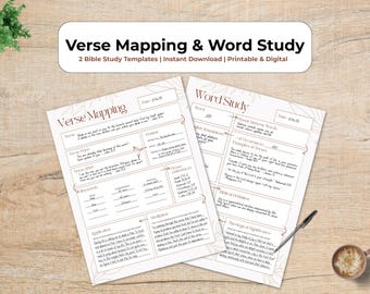 Verse Mapping and Word Study | Printable and Digital Bible Study Templates (PDF Download)