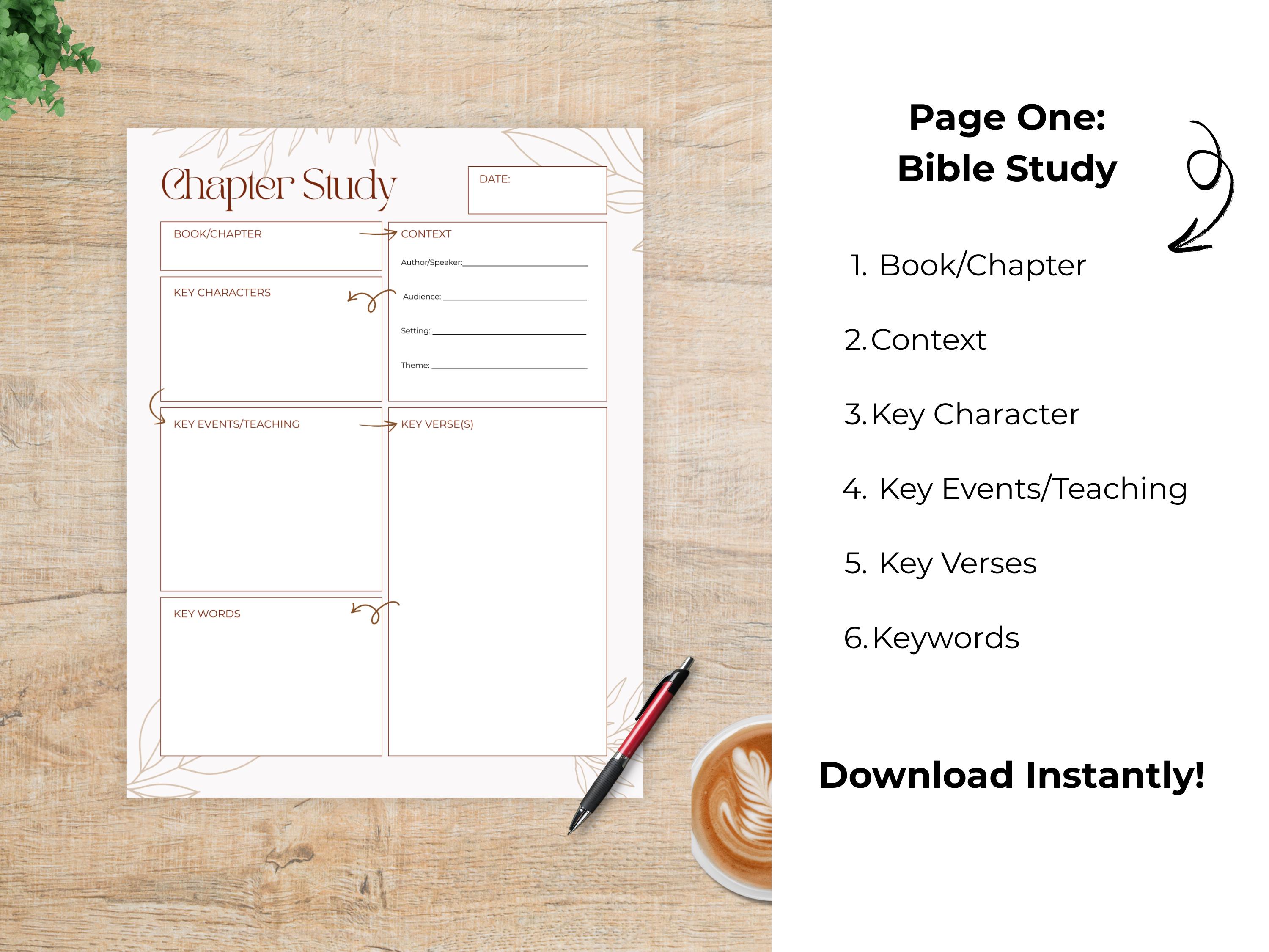 Bible Chapter Study Template | Printable & Digital Bible Study Guide - Etsy