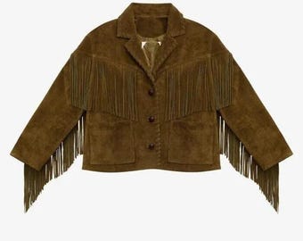 Handmade Suede Leather Jacket: Isabel Marant Style, Women's Fashion Best Gift For Her