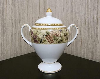 Azucarero con tapa con tapiz floral de Wedgwood England