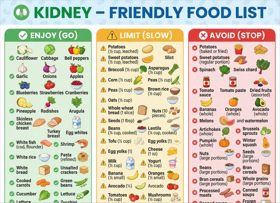 Renal Diet Food List Printable | Kidney Friendly Low Potassium, Low ...