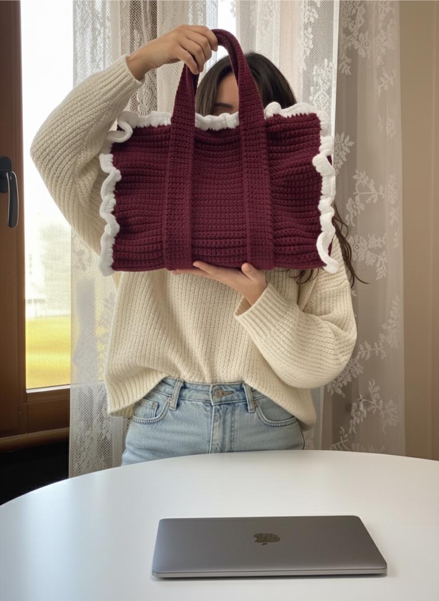 Handmade Crochet Ruffle Laptop Bag MacBook Tote - Etsy