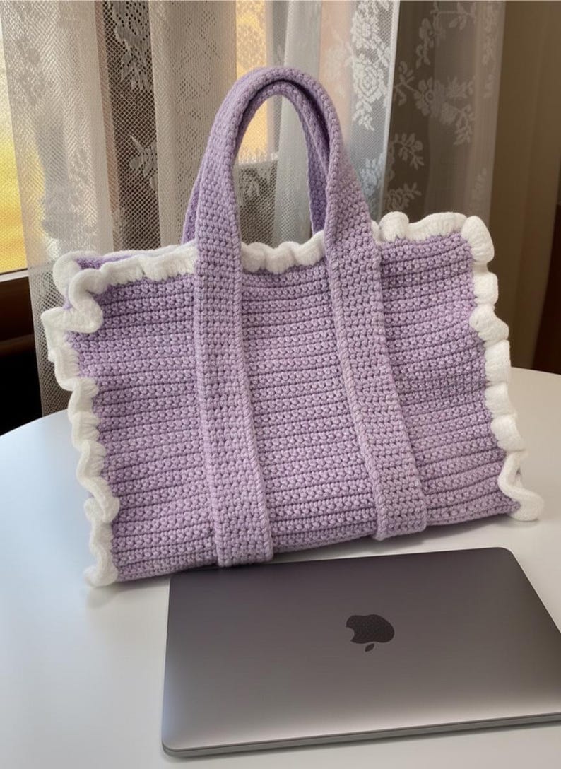 Handmade Crochet Ruffle Laptop Bag MacBook Tote - Etsy