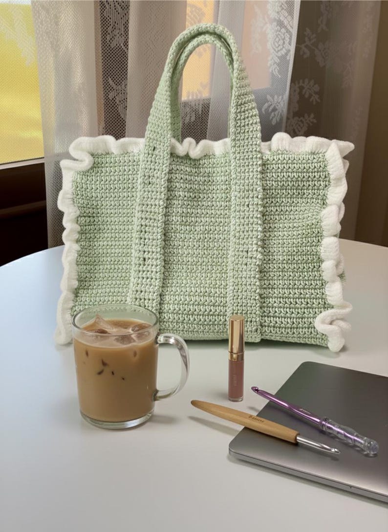 Handmade Crochet Ruffle Laptop Bag MacBook Tote - Etsy