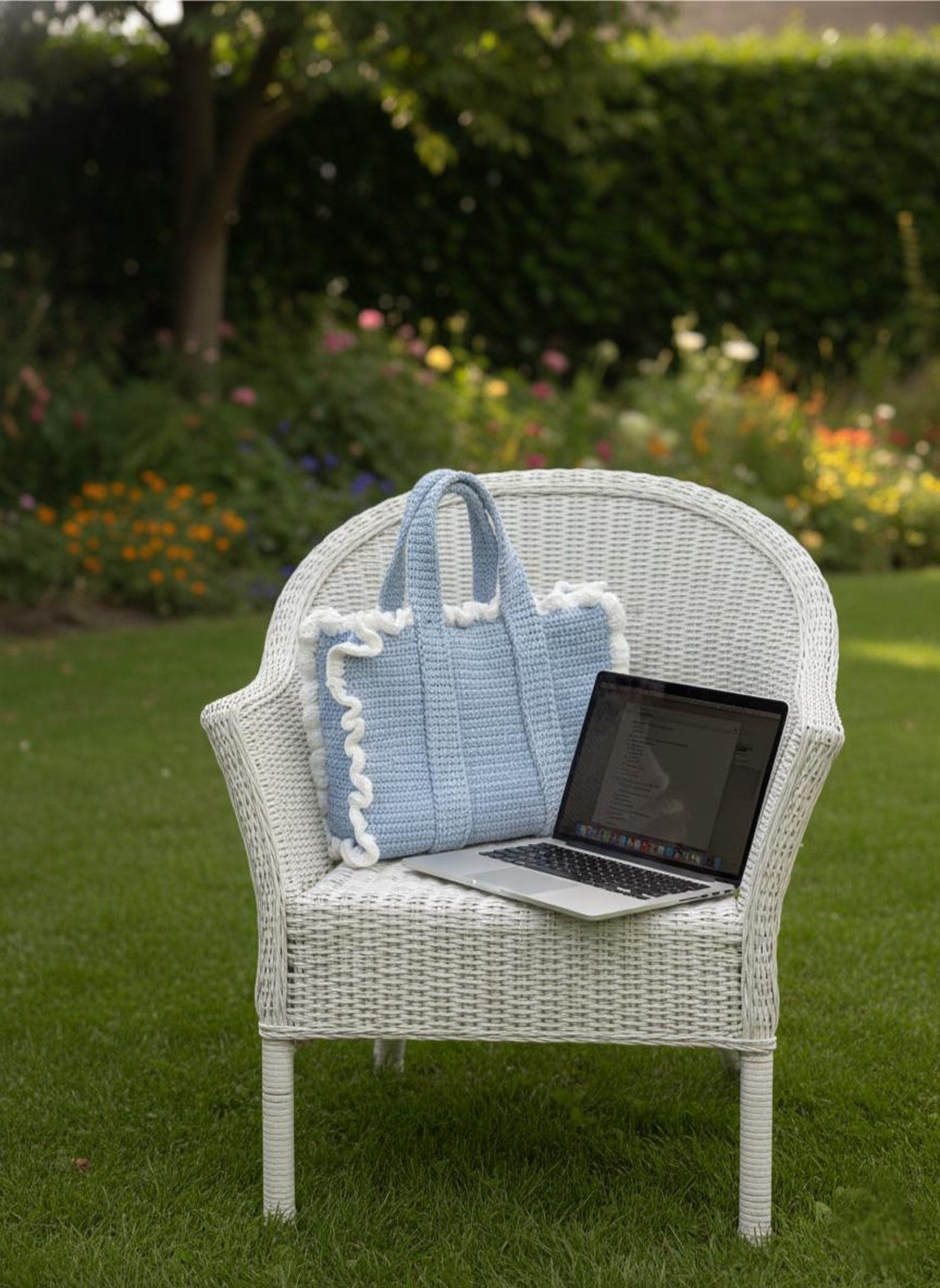 Handmade Crochet Ruffle Laptop Bag MacBook Tote - Etsy