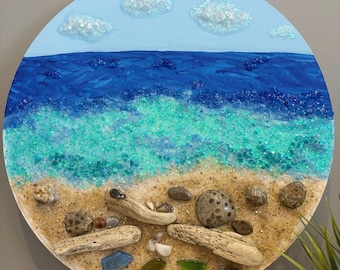 Michigan Beach Scene Resin Art