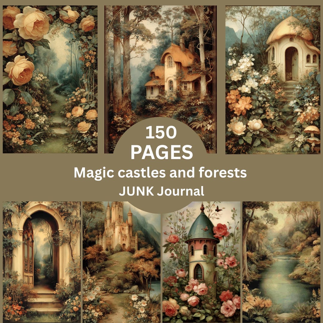 Enchanted Forest Junk Journal Kit – Fairytale Castle, Botanical Pages ...