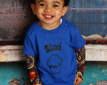 Toddler Tattoo Shirt - Stud Muffin Shirt - Tattoo Sleeve Shirt - Kids Tattoo - Temporary Tattoo - Fake Tattoo Sleeves - Funny Boys Shirt