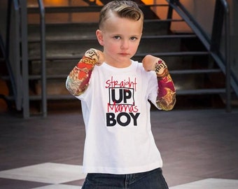 Straight up Mama's Boy Tattoo Sleeve T shirt for Baby and Toddler