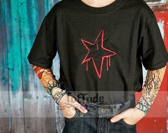 Tattoo Sleeve Graffiti Star Embroidered Shirt for Boys or Girls