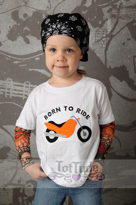 Biker Born to Ride Tattoo Sleeve Shirt Motorcyle Applique Etsy