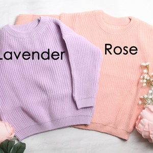 Personalized Embroidered Baby and Toddler Sweater, Embroidered Oversized Chunky Kids Sweater, Baby Name Announcement, Baby Shower Gift image 5