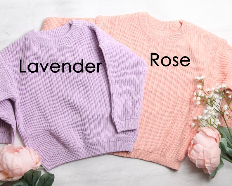 Personalized Embroidered Baby and Toddler Sweater, Embroidered Oversized Chunky Kids Sweater, Baby Name Announcement, Baby Shower Gift image 5