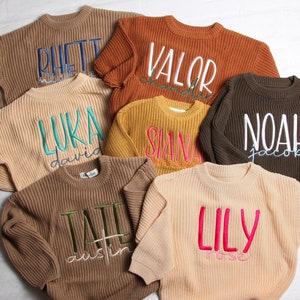 Personalized Embroidered Baby and Toddler Sweater, Embroidered Oversized Chunky Kids Sweater, Baby Name Announcement, Baby Shower Gift image 7