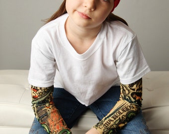 Tattoo Sleeve Biker White T shirt for Boys or Girls