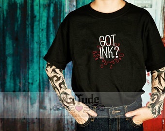 Tribal Tattoo Sleeve Got Ink Embroidered Shirt for Boys or Girls