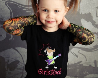 Girls Rock Tattoo Sleeve Shirt