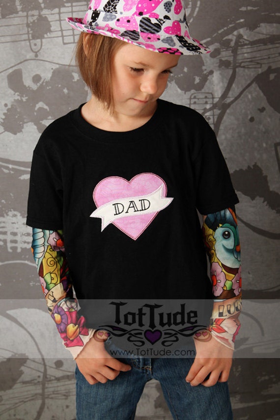 TotTude Baby Girls Mom Heart Tattoo Sleeve T Shirt