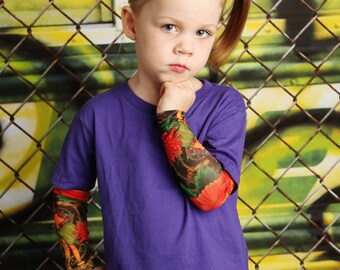 Infant Tattoo Sleeve Shirt - Halloween Costume - Rocker Girl - Biker Girl - Punk Girl - Baby Costume Shirt - Tattoo Shirt