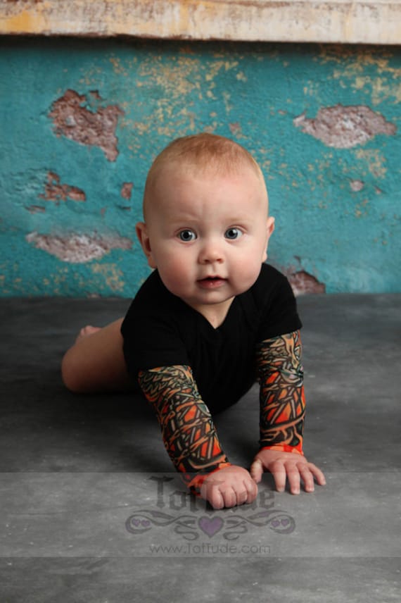 Bambino Nero Body Tattoo Manica Per Neonati Etsy