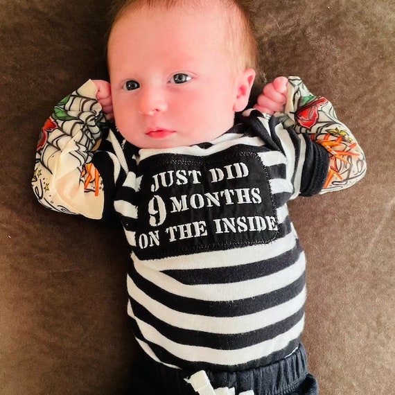 Fast Shipping YOUNGER TREE Infant Baby Boys Tattoo Sleeve Romper Funny