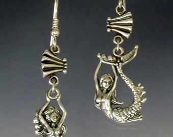 Assymetrical Mermaid Earrings in Sterling SIlver