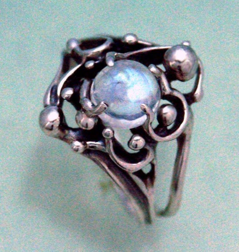 Rainbow Moonstone Bubble Ring image 2