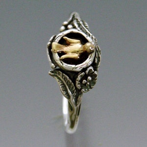 Bird In Nest Ring Bi-metal Bronze and Sterling SIlver image 3
