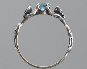 Mermaid ring with Blue Topaz or Stone of Your Choice ~ Size 3 to 9