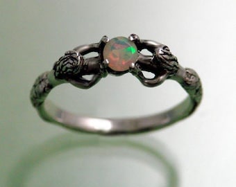 Two Mermaid Ring with Faceted Opal ~ Size 3 to 9