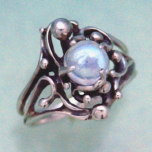 Rainbow Moonstone Bubble Ring image 1