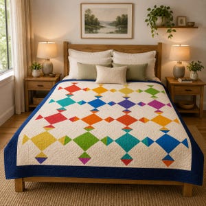 Confetti Quilt Pattern, Modern Rainbow Star, Beginner Friendly Patchwork (PDF Pattern)