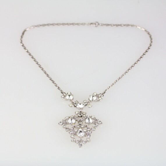 Vintage Signed Bogoff Clear Rhinestone Pendant Ne… - image 2