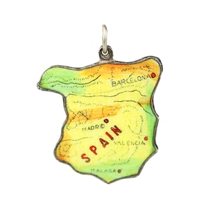 Dije vintage con mapa de España esmaltado y bañado en plata