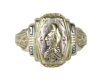 Vintage Sterling & 10k Gold 1949 Inglewood High School Class Ring Sz 5.5