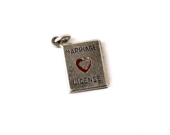 Vintage Sterling Silver Marriage License Bracelet Charm Locket