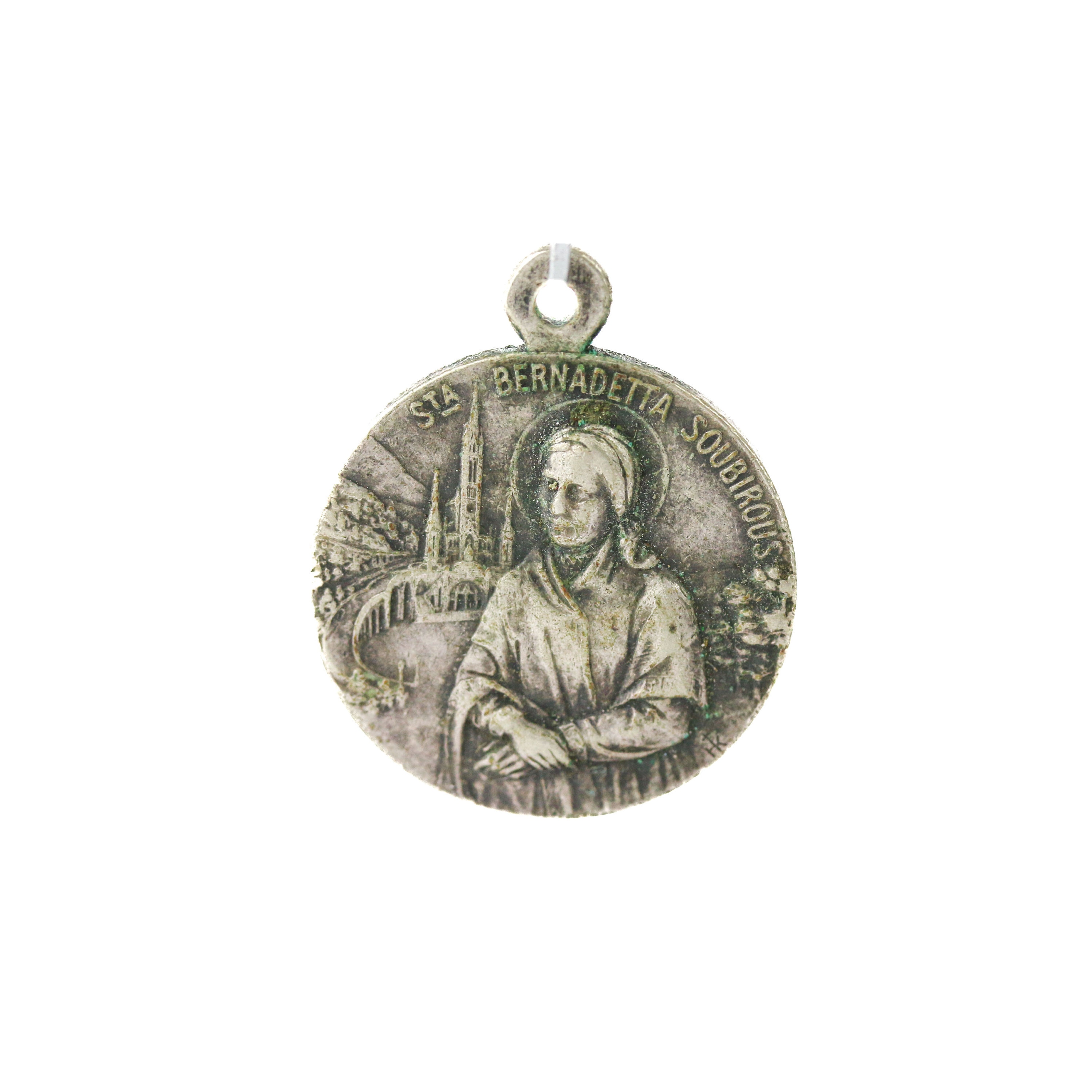 Vintage St. Bernadette / Our Lady of Lourdes Double Sided Silver Plated ...