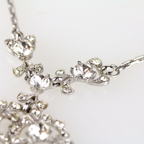 Vintage Signed Bogoff Clear Rhinestone Pendant Ne… - image 4