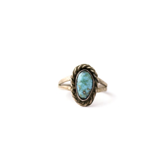 Old Navajo Sterling Silver & Morenci Turquoise Ri… - image 1