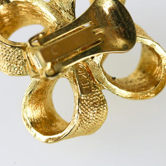 Vintage Signed Kenneth Jay Lane Large Gold Plated… - image 4