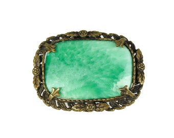 Antique Art Nouveau Revival Peking Glass Brooch
