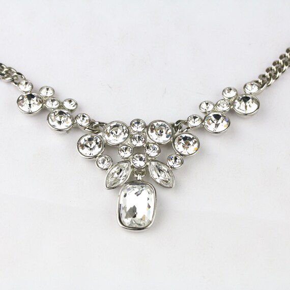 Signed Givenchy Silver Tone Crystal Rhinestone Ne… - image 2