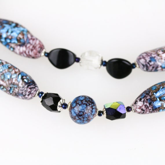 Vintage Murano Venetian Blue Foil & Purple Lava G… - image 3