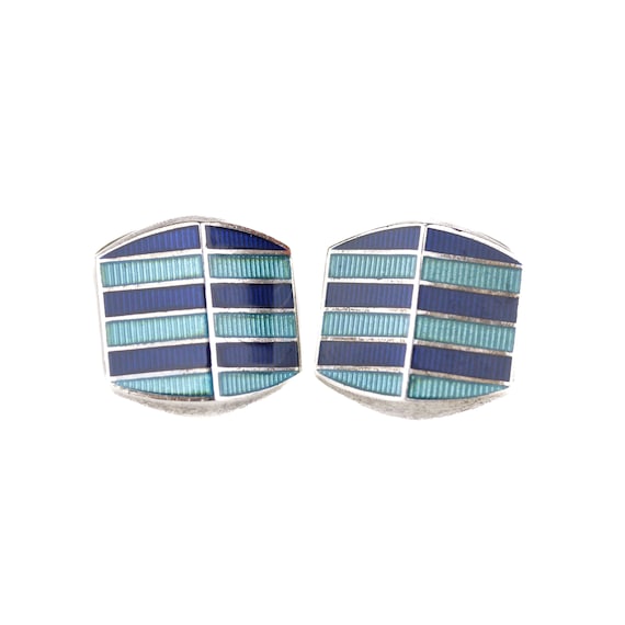 Modern English Sterling Silver & Enamel Cufflinks - image 1