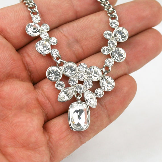Signed Givenchy Silver Tone Crystal Rhinestone Ne… - image 7
